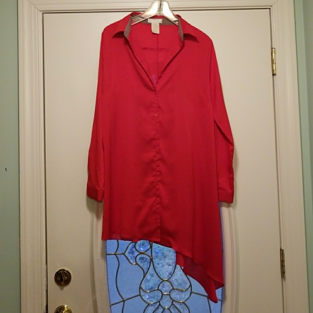 Asymmetrical long sleeve button down